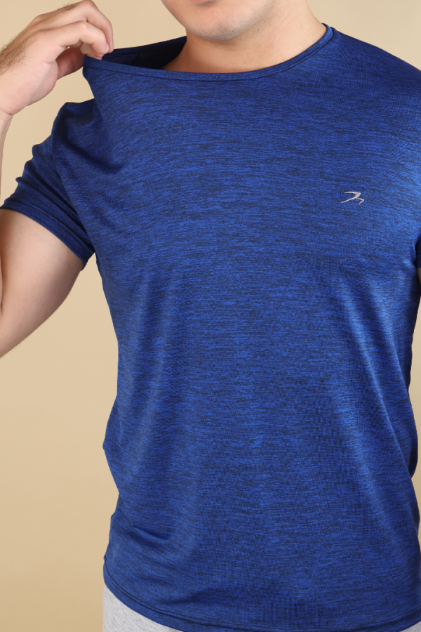 Playera Deportiva Hombre Running Gym Azul Rey Manga Corta